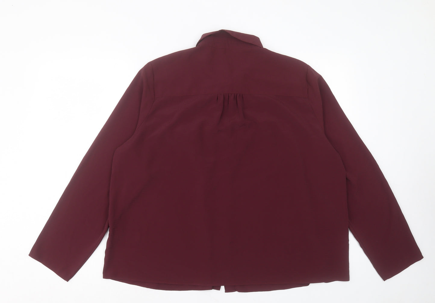 Marks and Spencer Womens Purple Polyester Basic Button-Up Size 18 Collared - Lace Detail