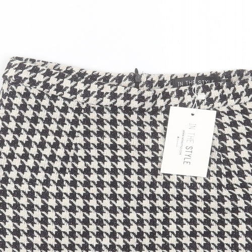 In the Style Womens White Plaid Polyester A-Line Skirt Size 6 Zip