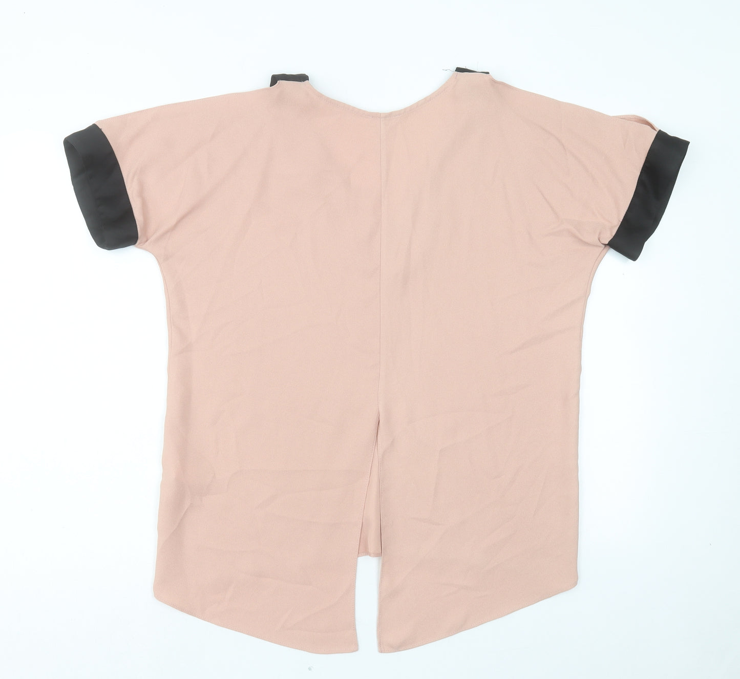 River Island Womens Pink Polyester Basic T-Shirt Size 10 V-Neck - Cold Shoulder
