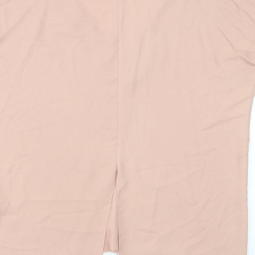 River Island Womens Pink Polyester Basic T-Shirt Size 10 V-Neck - Cold Shoulder