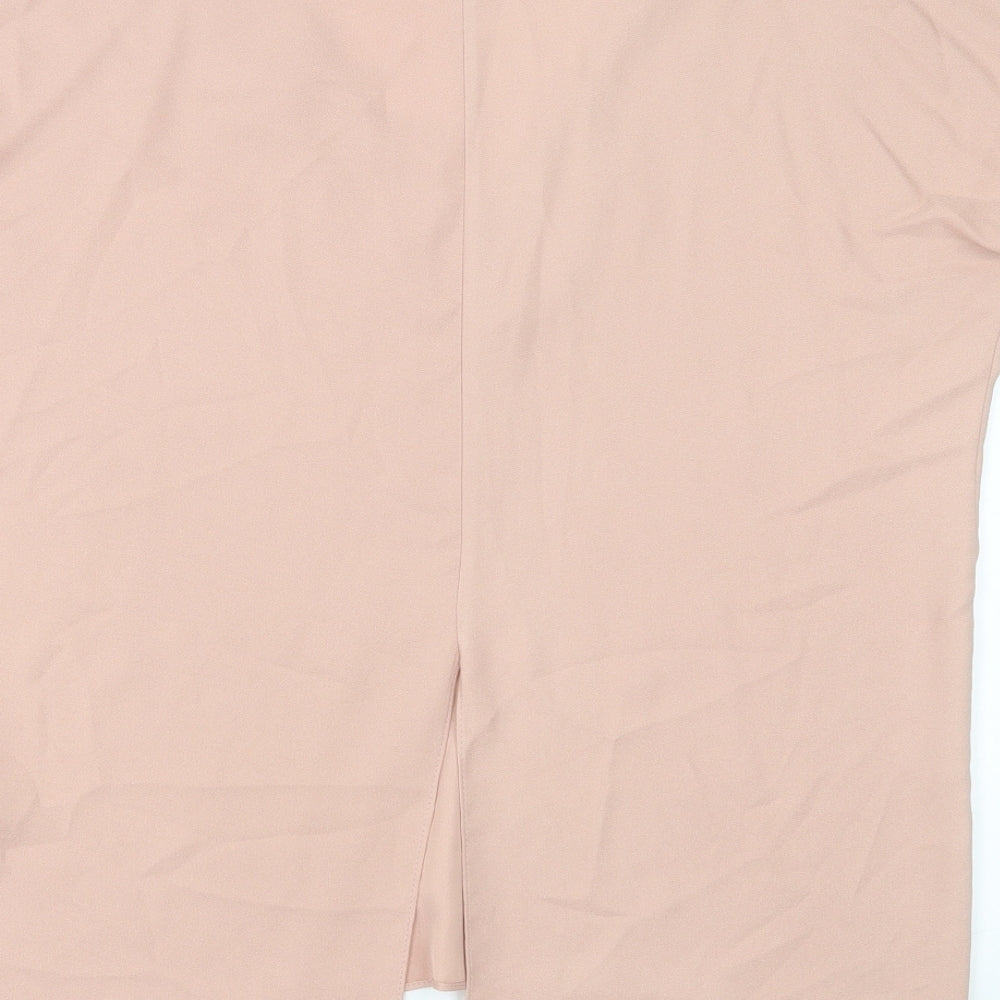 River Island Womens Pink Polyester Basic T-Shirt Size 10 V-Neck - Cold Shoulder