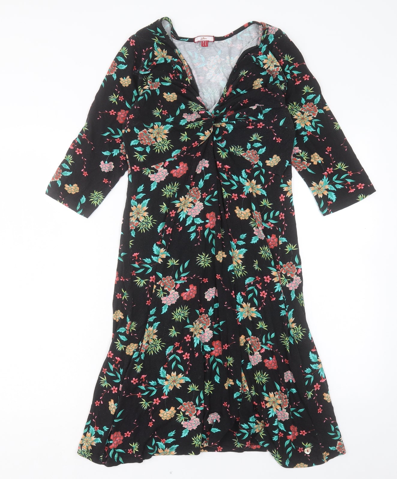 Joe Browns Womens Multicoloured Floral Viscose A-Line Size 12 V-Neck Pullover - Twist Front