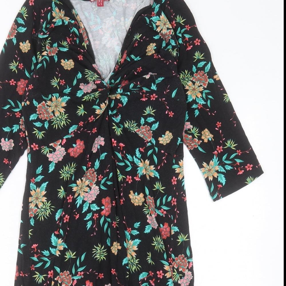 Joe Browns Womens Multicoloured Floral Viscose A-Line Size 12 V-Neck Pullover - Twist Front