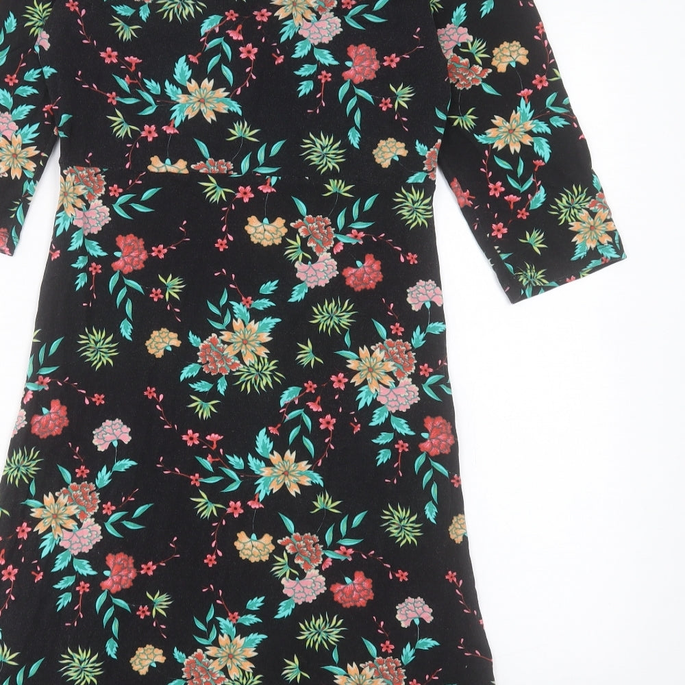 Joe Browns Womens Multicoloured Floral Viscose A-Line Size 12 V-Neck Pullover - Twist Front