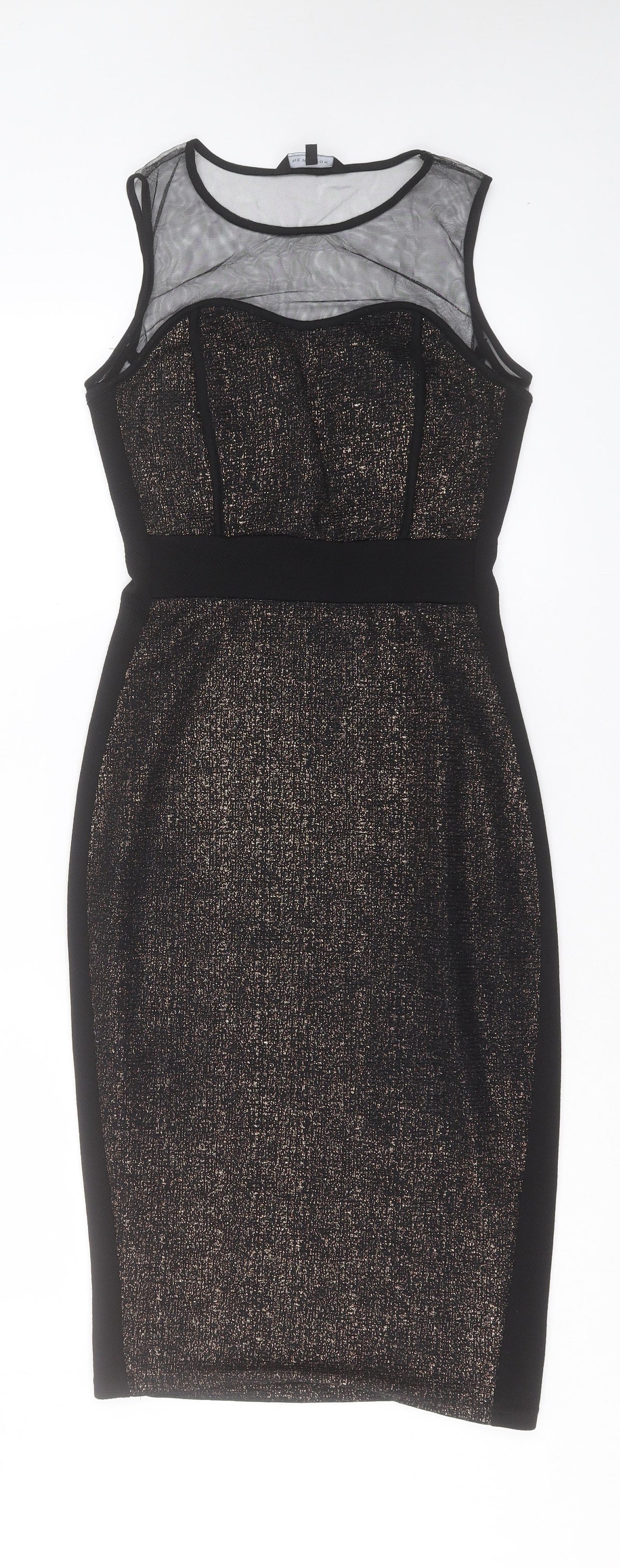 New Look Womens Black Polyester Bodycon Size 10 Crew Neck Pullover