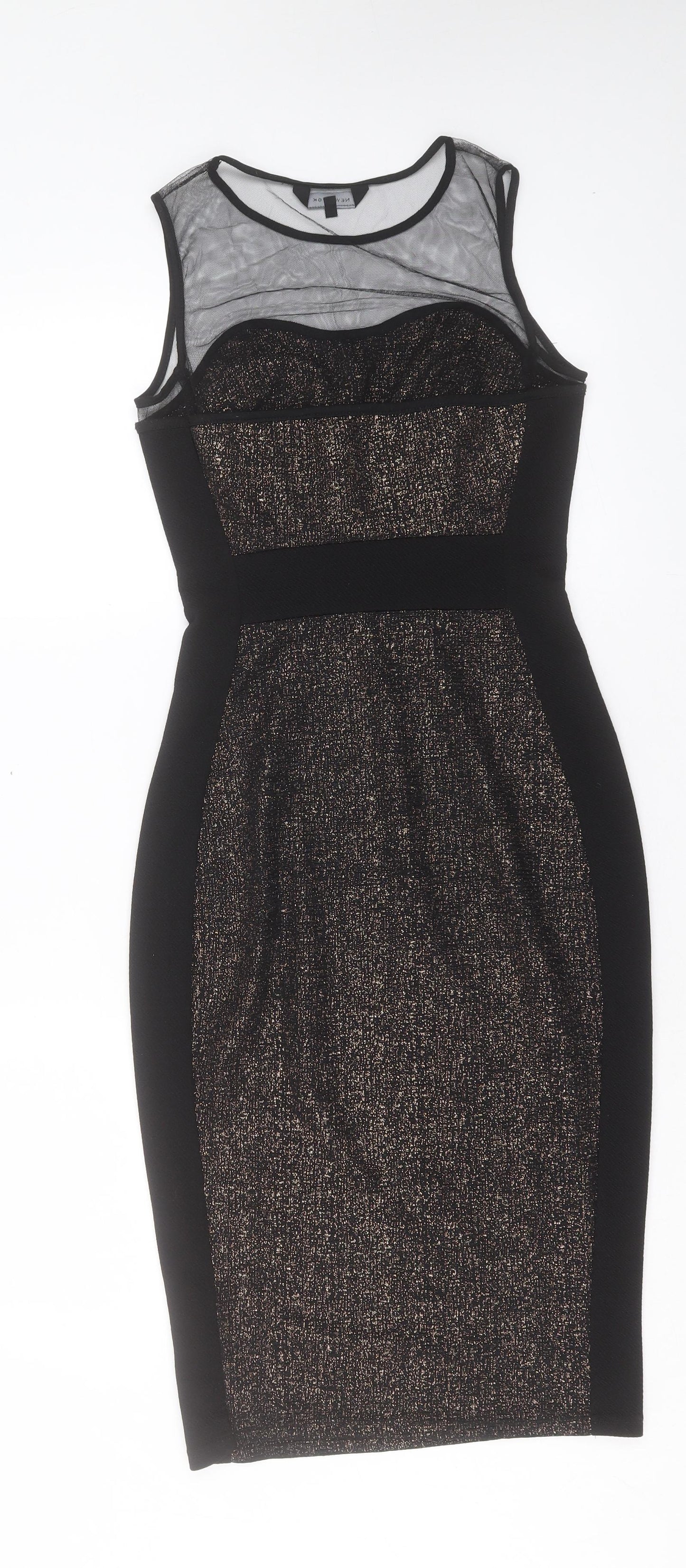 New Look Womens Black Polyester Bodycon Size 10 Crew Neck Pullover