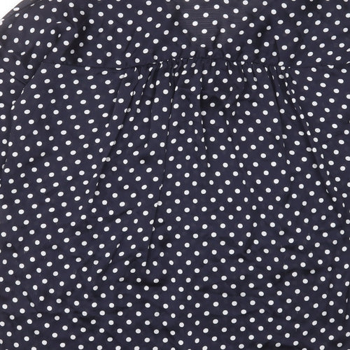 Zara Womens Blue Polka Dot Polyester Basic Blouse Size S V-Neck