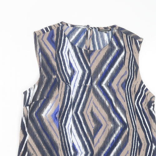 Warehouse Womens Multicoloured Geometric Polyester Basic Tank Size 14 Crew Neck