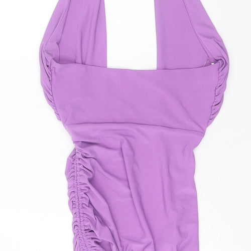 Better Be Womens Purple Polyester Bodycon Size S Halter Tie - Ruched Sides