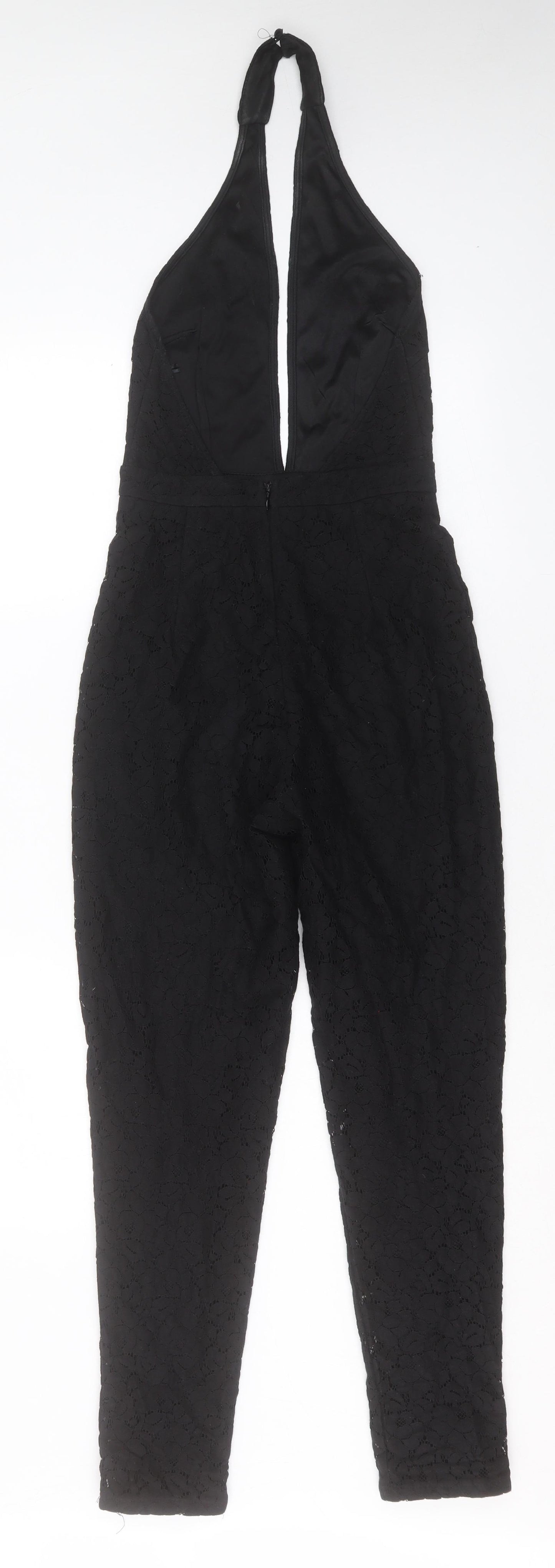 Missguided Womens Black Polyester Jumpsuit One-Piece Size 6 Button
