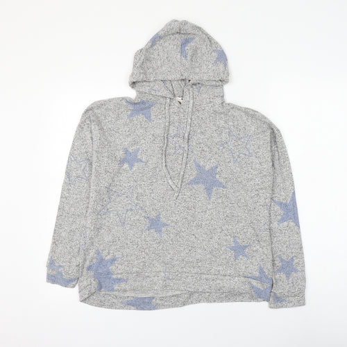 Marks and Spencer Womens Grey Geometric Viscose Pullover Hoodie Size 12 Pullover - Star