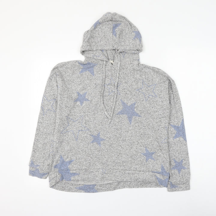 Marks and Spencer Womens Grey Geometric Viscose Pullover Hoodie Size 12 Pullover - Star