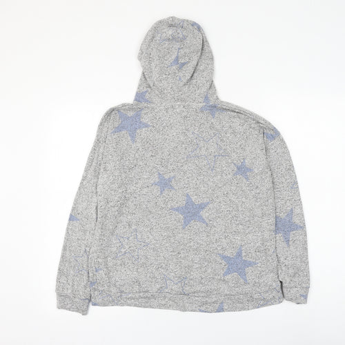 Marks and Spencer Womens Grey Geometric Viscose Pullover Hoodie Size 12 Pullover - Star