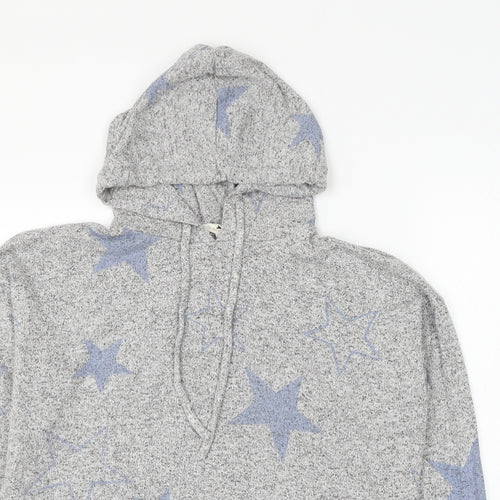 Marks and Spencer Womens Grey Geometric Viscose Pullover Hoodie Size 12 Pullover - Star