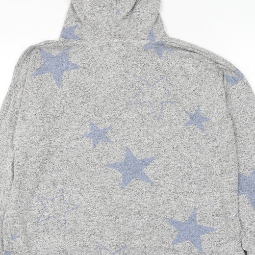 Marks and Spencer Womens Grey Geometric Viscose Pullover Hoodie Size 12 Pullover - Star