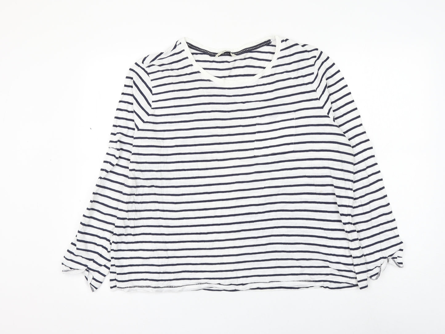 George Womens White Striped Cotton Basic T-Shirt Size 22 Round Neck