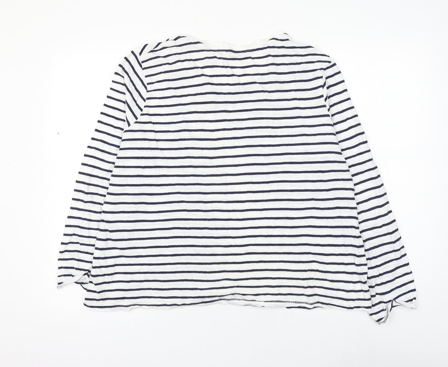 George Womens White Striped Cotton Basic T-Shirt Size 22 Round Neck