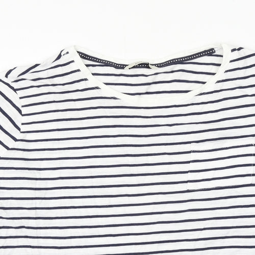 George Womens White Striped Cotton Basic T-Shirt Size 22 Round Neck