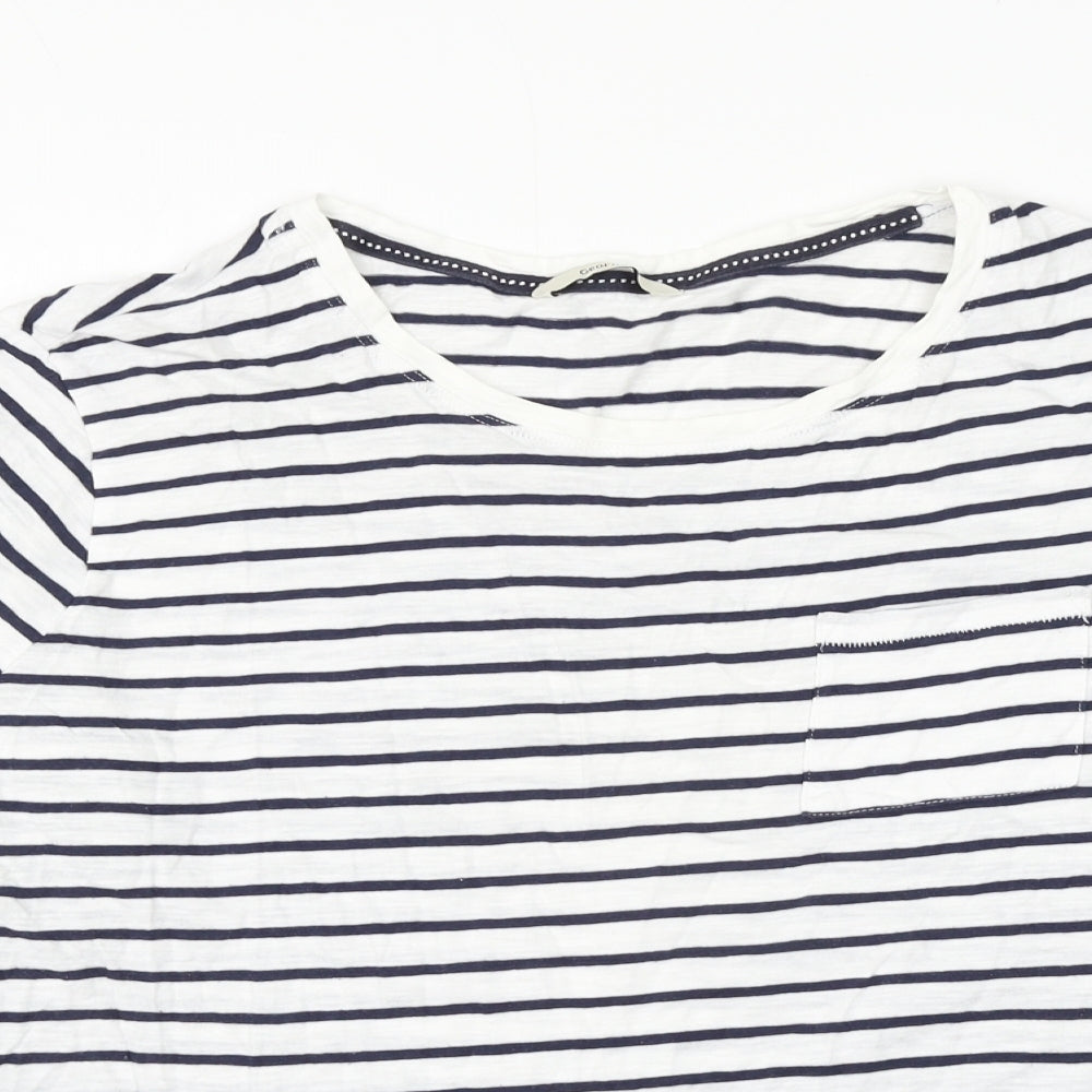 George Womens White Striped Cotton Basic T-Shirt Size 22 Round Neck