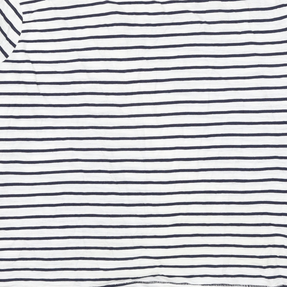 George Womens White Striped Cotton Basic T-Shirt Size 22 Round Neck