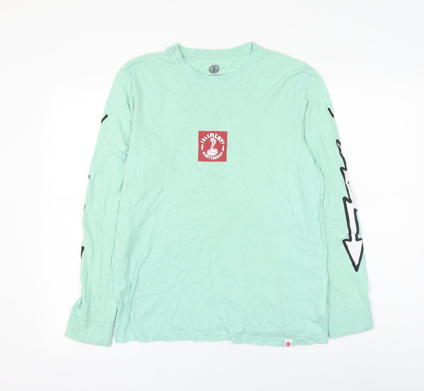 Element Mens Green Cotton T-Shirt Size S Round Neck