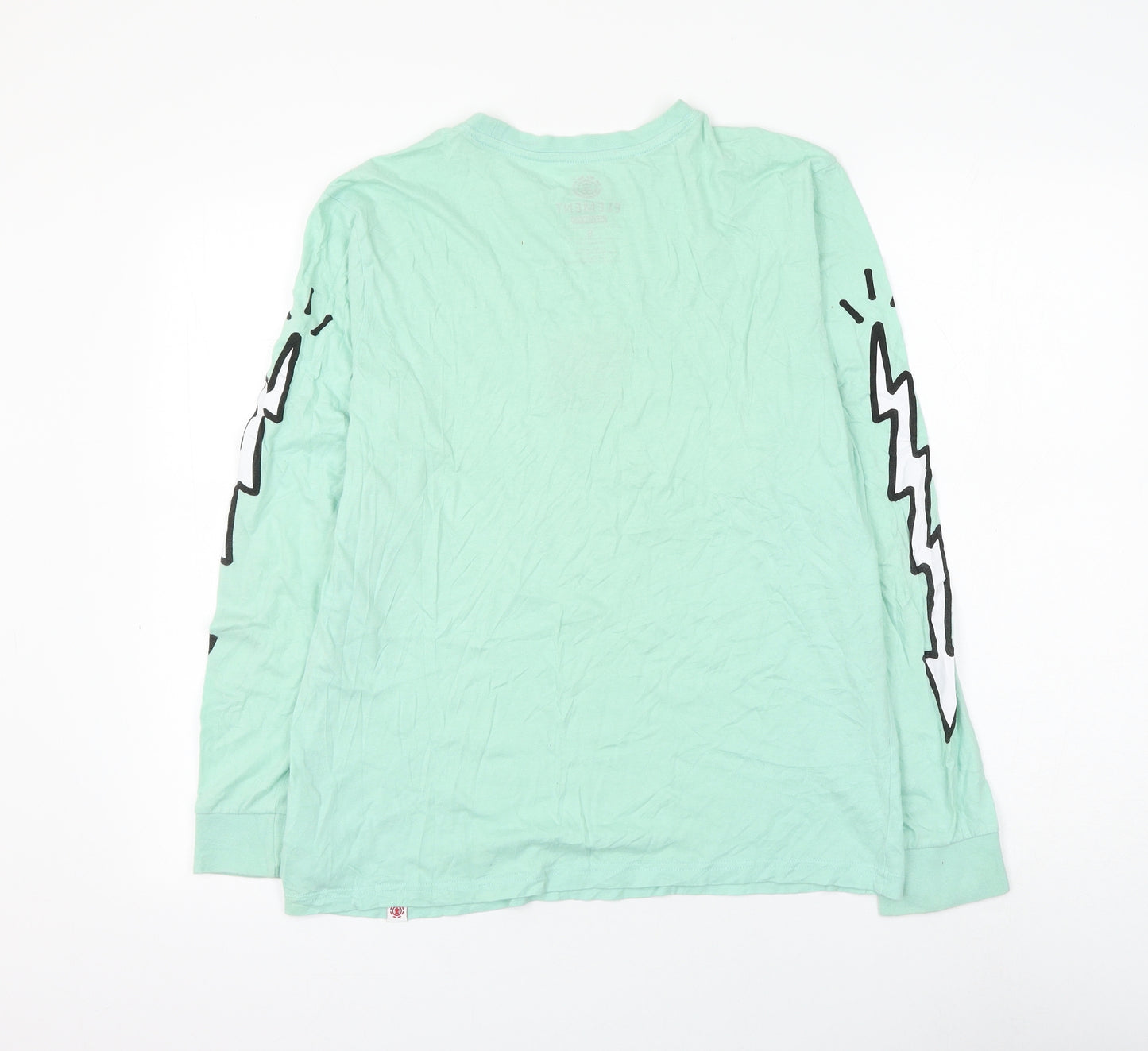Element Mens Green Cotton T-Shirt Size S Round Neck
