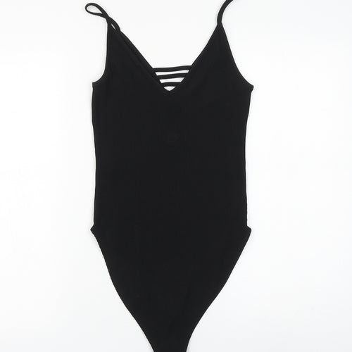 newloo Womens Black Polyester Bodysuit One-Piece Size 10 Snap
