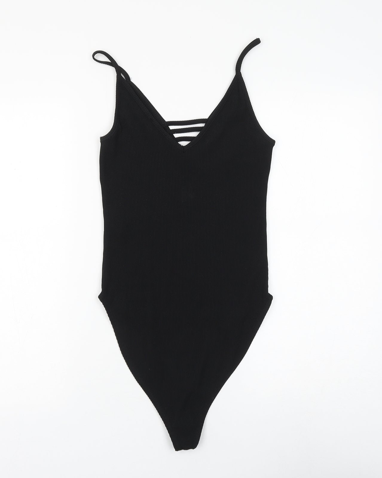 newloo Womens Black Polyester Bodysuit One-Piece Size 10 Snap