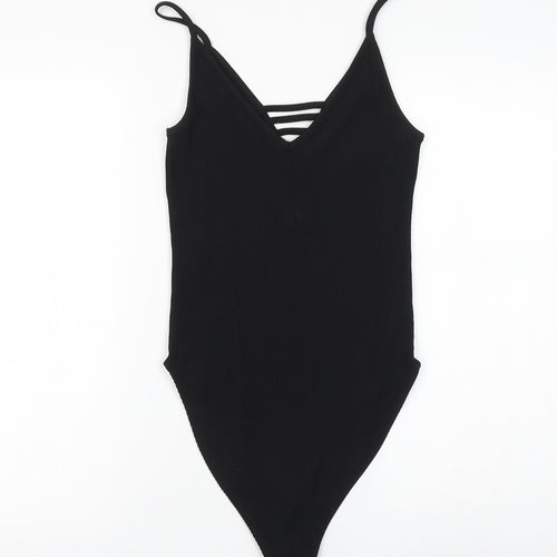 newloo Womens Black Polyester Bodysuit One-Piece Size 10 Snap