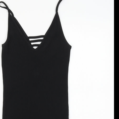 newloo Womens Black Polyester Bodysuit One-Piece Size 10 Snap