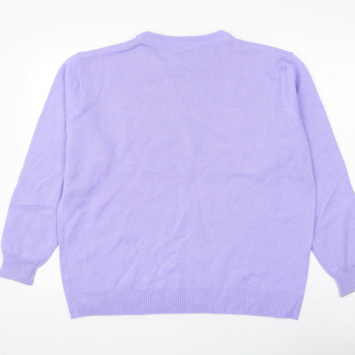 damar Womens Purple Round Neck Acrylic Pullover Jumper Size 20 - Size 20-22