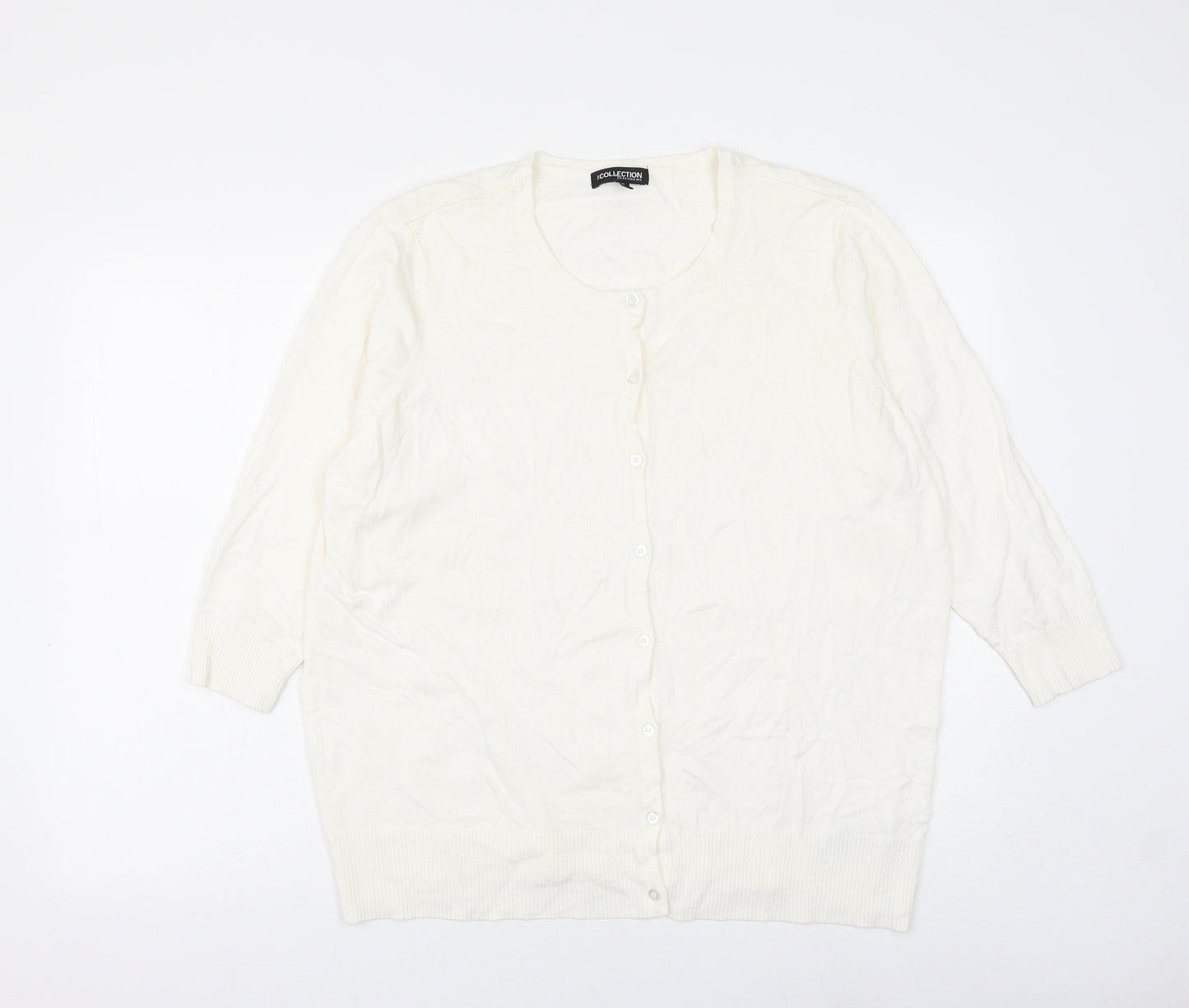 Debenhams Womens White Round Neck Viscose Cardigan Jumper Size 22