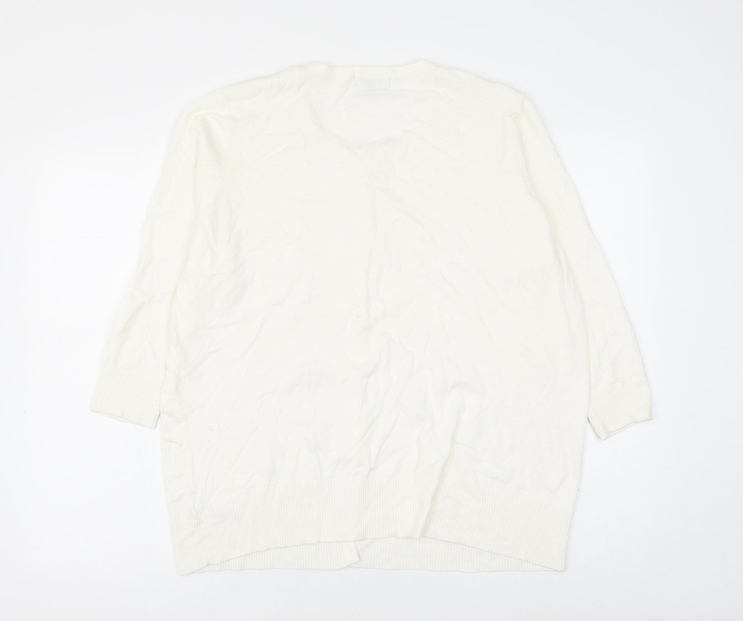 Debenhams Womens White Round Neck Viscose Cardigan Jumper Size 22