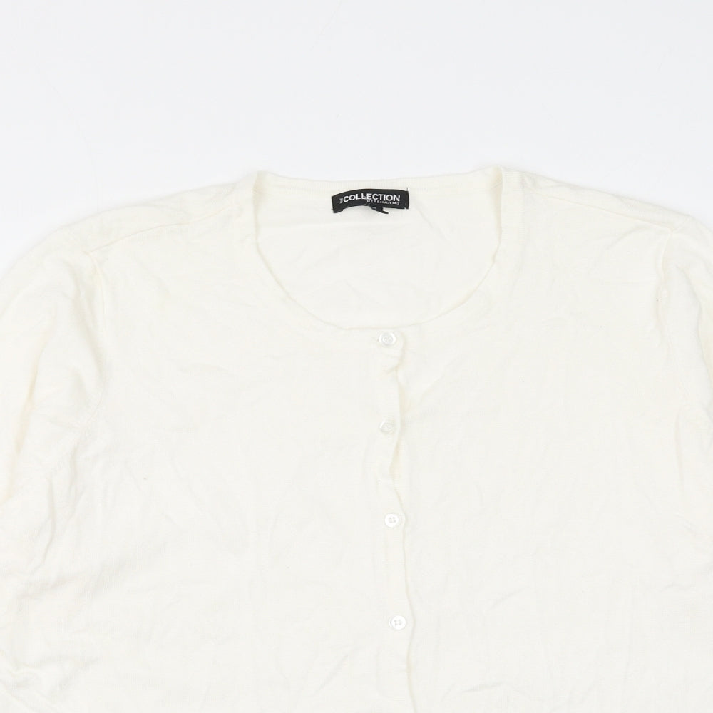 Debenhams Womens White Round Neck Viscose Cardigan Jumper Size 22