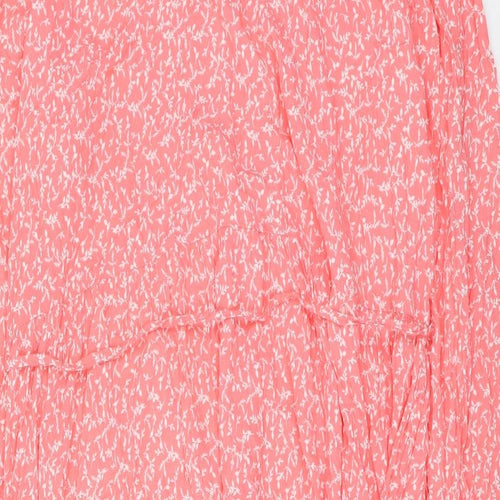 Marks and Spencer Womens Pink Floral Viscose Maxi Size 24 V-Neck Tie