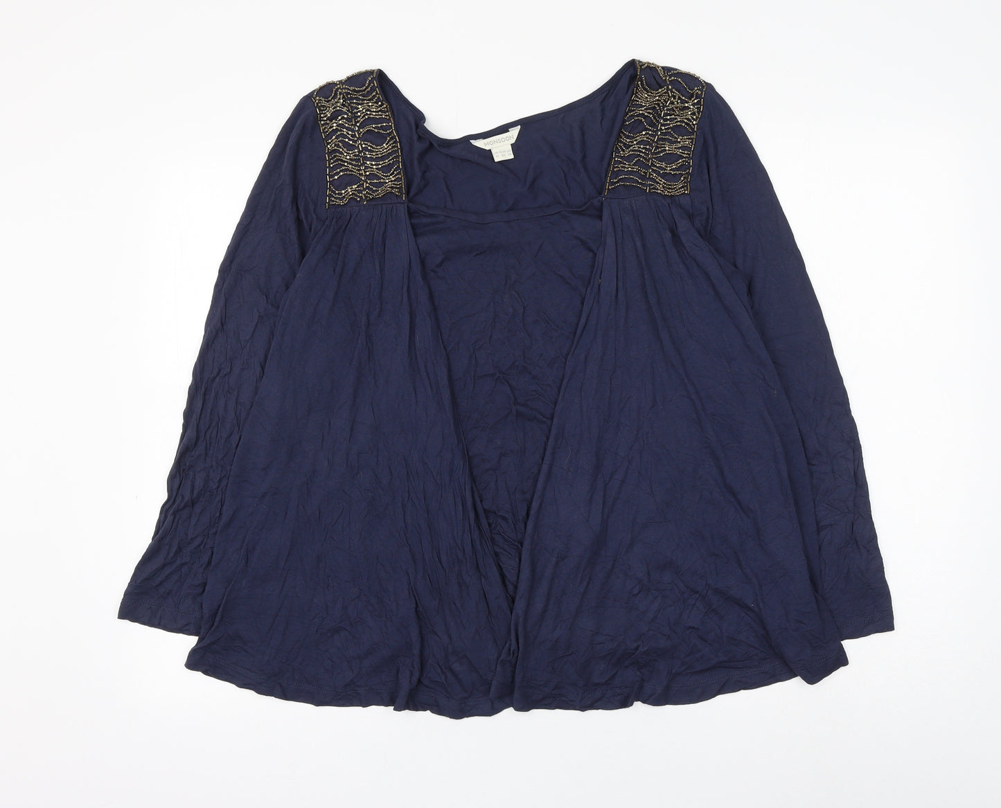Monsoon Womens Blue Viscose Basic Blouse Size 18 Square Neck