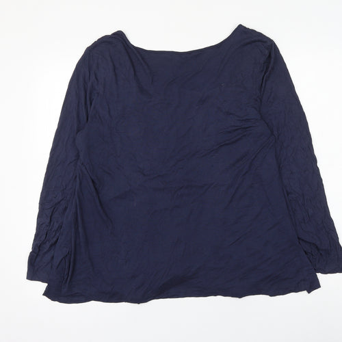 Monsoon Womens Blue Viscose Basic Blouse Size 18 Square Neck