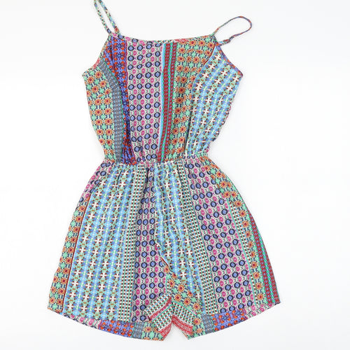 Atmosphere Womens Multicoloured Geometric Polyester Playsuit One-Piece Size 6 Pullover