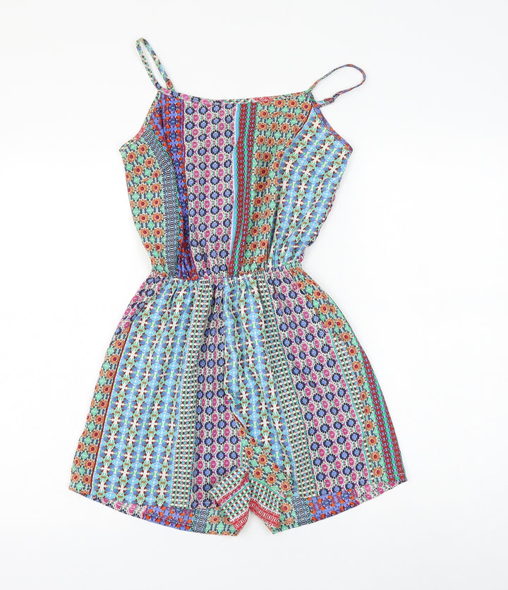 Atmosphere Womens Multicoloured Geometric Polyester Playsuit One-Piece Size 6 Pullover