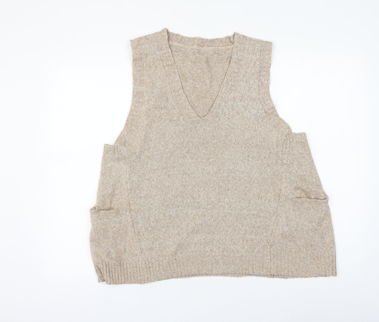SheIn Womens Brown V-Neck Polyester Vest Jumper Size L
