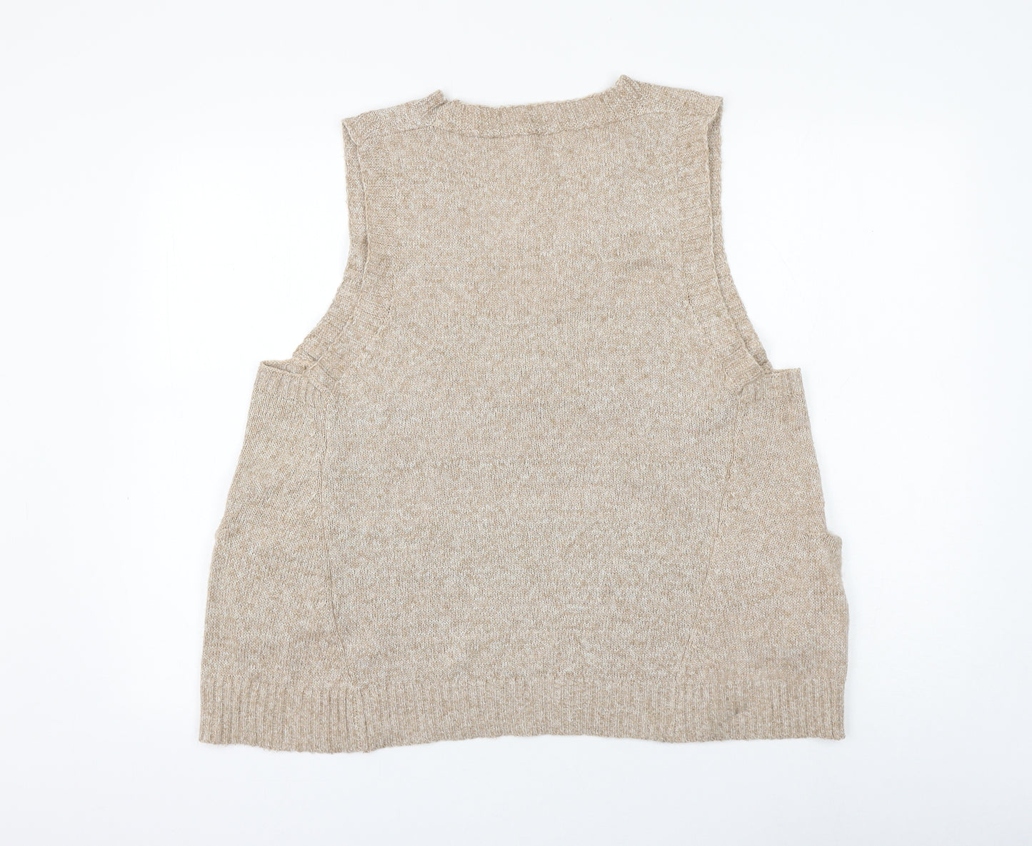 SheIn Womens Brown V-Neck Polyester Vest Jumper Size L