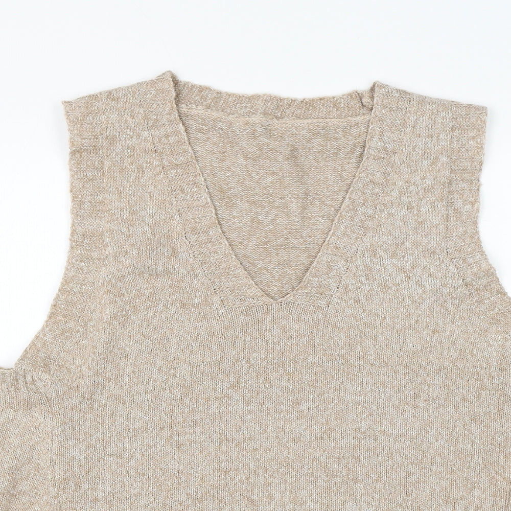 SheIn Womens Brown V-Neck Polyester Vest Jumper Size L