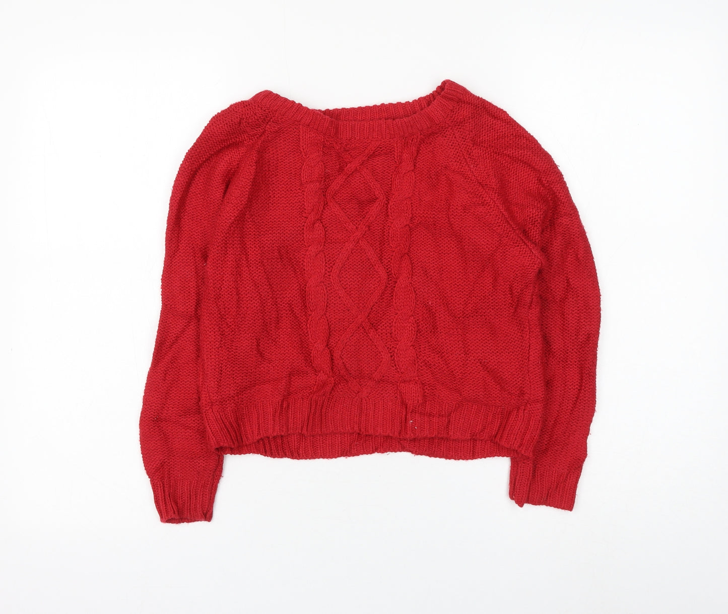 Miss Evie Girls Red Round Neck Acrylic Pullover Jumper Size 10-11 Years Pullover