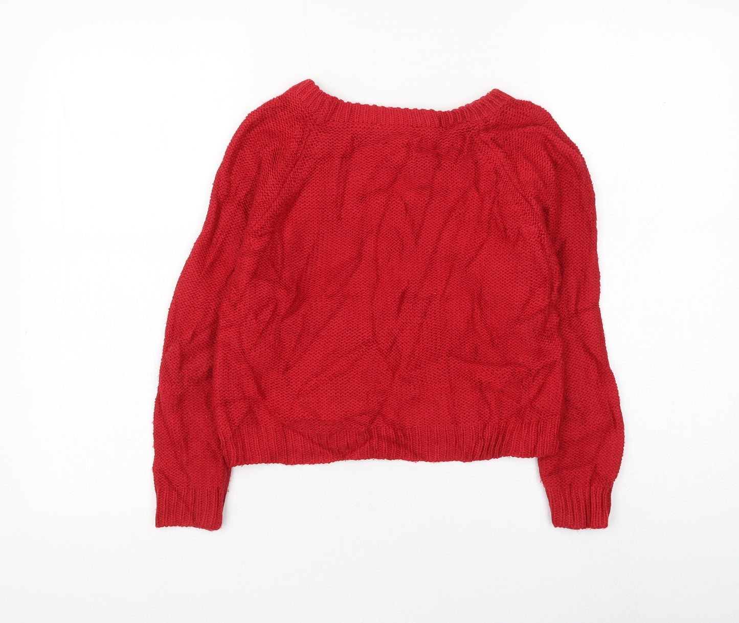 Miss Evie Girls Red Round Neck Acrylic Pullover Jumper Size 10-11 Years Pullover