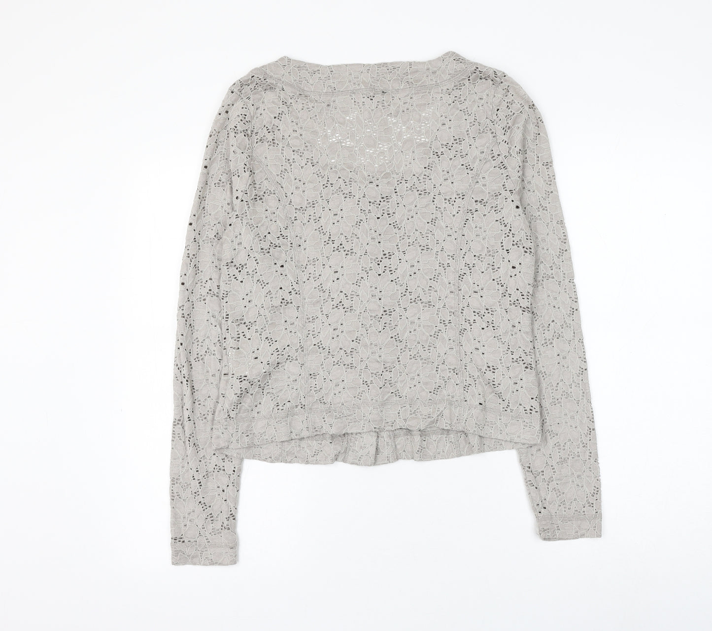 Yest Womens Grey Scoop Neck Floral Viscose Cardigan Jumper Size M
