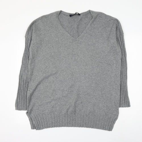 French Connection Womens Grey Round Neck Acrylic Pullover Jumper Size S