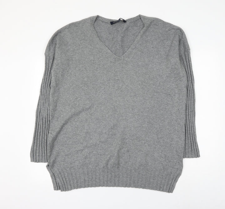 French Connection Womens Grey Round Neck Acrylic Pullover Jumper Size S