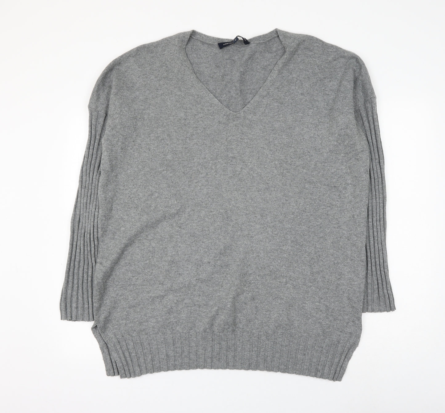 French Connection Womens Grey Round Neck Acrylic Pullover Jumper Size S