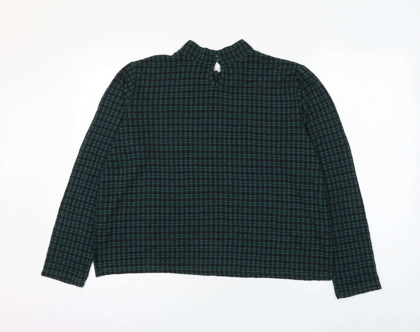 Primark Womens Green Mock Neck Check Polyester Pullover Jumper Size 18 - Size 18-20