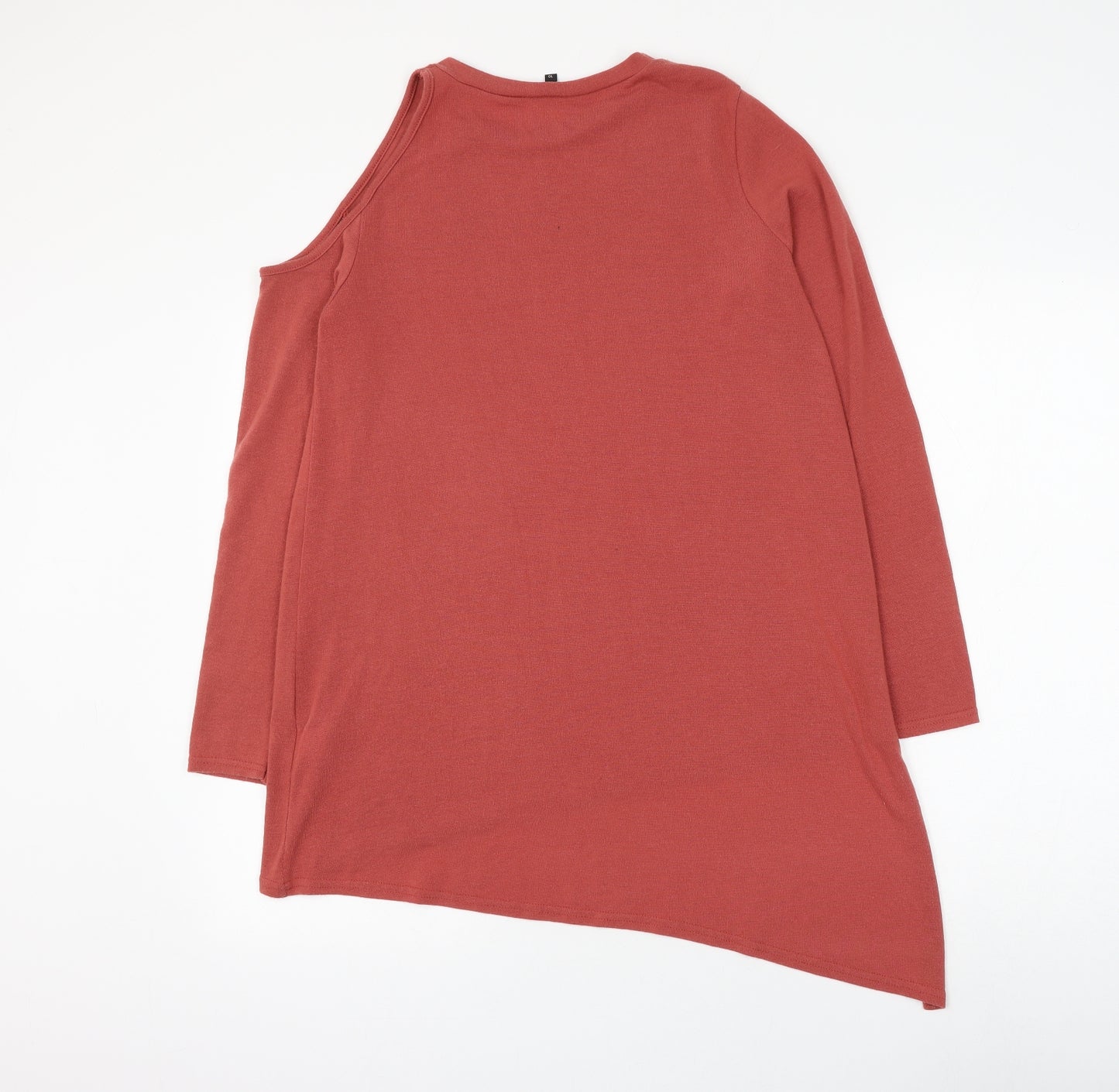 River Island Womens Red Round Neck Polyester Pullover Jumper Size 10 - Cold Shoulder Asymmetric